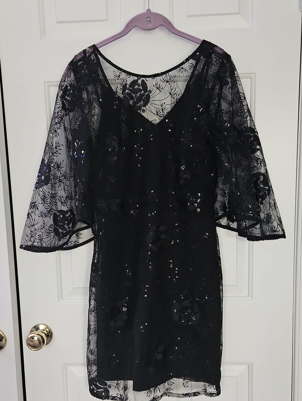 Elegant Black Embroidered Sequin Dress